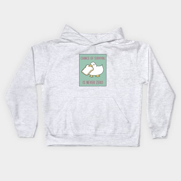 Meme Goose With Bread - Chance of Survival Is Never Zero Kids Hoodie by The Cozy Art Club